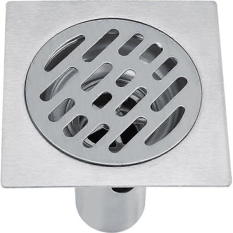 Bonde de sol carrée pour douche, en acier inoxydable 304, 4 pouces, avec protection anti-odeurs et filtre.-AquaForge (1/5)