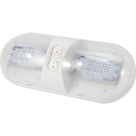 Plafonnier ovale LED en forme de dôme de 12 V et 800 lumens, adapté aux voitures, camping-cars, remorques, fourgons aménagés et bateaux. (1/5)