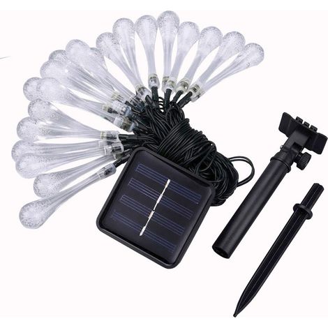 50LED Guirlande Solaire IP65 Multicolore Goutte d'Eau Féerique 8 Modes Éclairage Extérieur 7m (1/5)