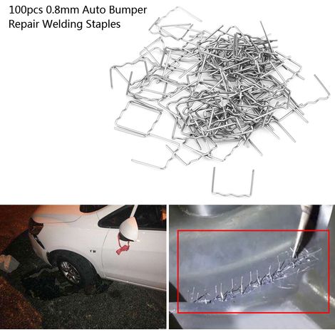 Lot de 100 agrafes de soudure pré-découpées 0,8mm pour réparation pare-chocs auto, outil kit style "S", fixation carrosserie (1/5)