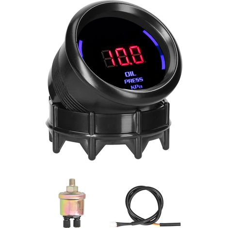 Manomètre de pression d'huile 52 mm, compteur numérique de voiture, affichage LED 0-10 kPa avec fonction d'alarme de capteur pour voiture, camion, moto (1/5)