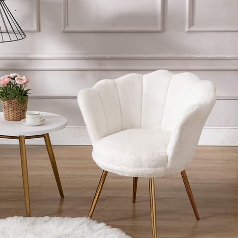 Wahson Fauteuil en Velours,  Coquillage avec Fauteuil de Salon Moderne Chaise  in velluto,per la camera da letto e il soggiorno, Bianco