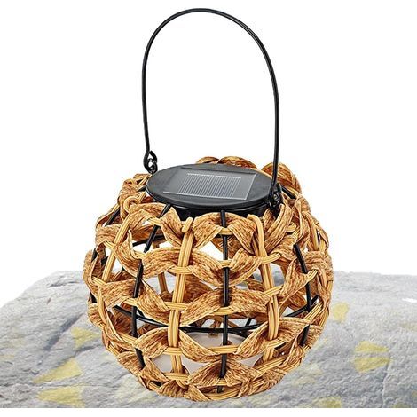 Solare Rattan-Laterne, solare Außenlaternenlichter, wasserdichte dekorative LED-Gartenlampen, leuchtende solare Rattan-Tischlampe für die Dekoration von Haus und Patio (1/5)