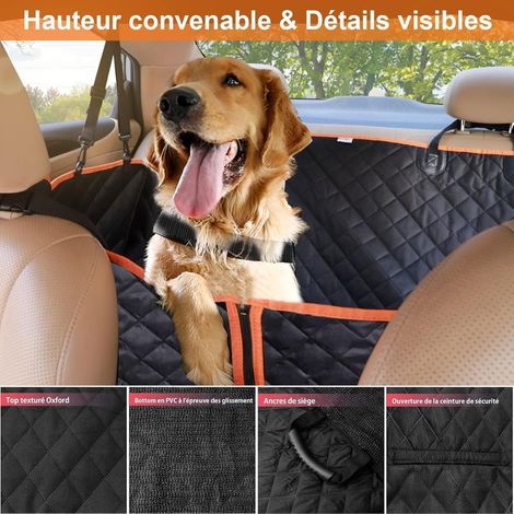 Housse Protection Voiture Chien Siège Arriere Imperméable avec Ceinture de Sécurité, Protege Siège Voiture Chien Taille Universelle 137 CM x 146 CM Hamac Couverture Transport Chien Voiture H574 (1/4)