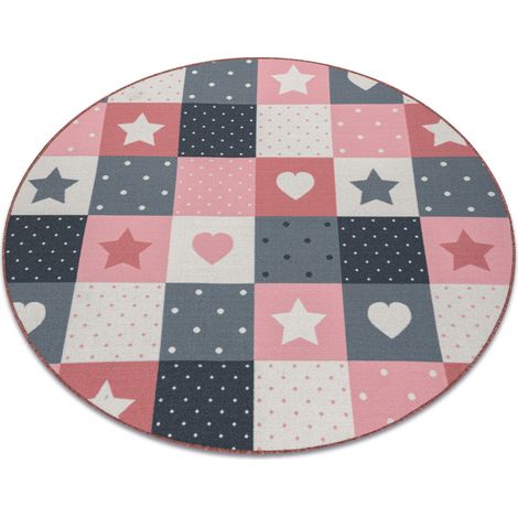 Teppich für Kinder STARS Kreis Sterne rosa / grau pink rund 170 cm