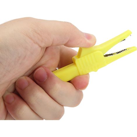 J.60039 Sicherheitsprüfklemme mit 4 mm Bananenstecker am Ende, große Pistolengriffklemme, verkauft in 5er-Packs, gelb. (1/5)