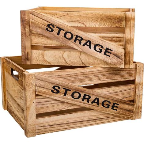 Cajones madera set 2 piezas 36x26x18 -31x21x16h cm (1/5)