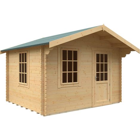 10x12 The Carrington 28mm Cabin - L295 x W355 x H271.9 cm - Solid Wood/Softwood/Pine - Natural