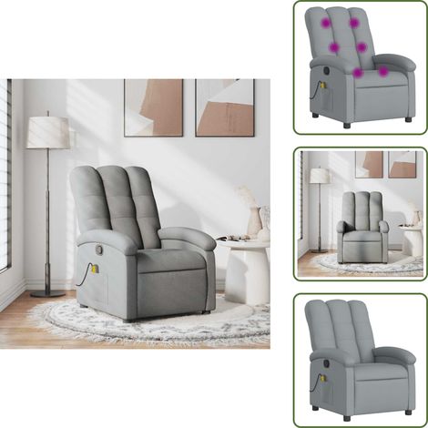 Massagesessel Hellgrau Stoff - Massage Stuhl - Relaxstuhl - TV-Sessel - Bequeme Lounge - Polstersitz