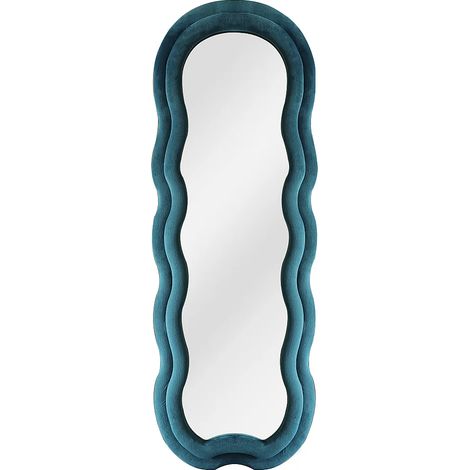 Miroir organique en velours - L. 60 x H. 160 cm - Bleu - LINOA (1/4)