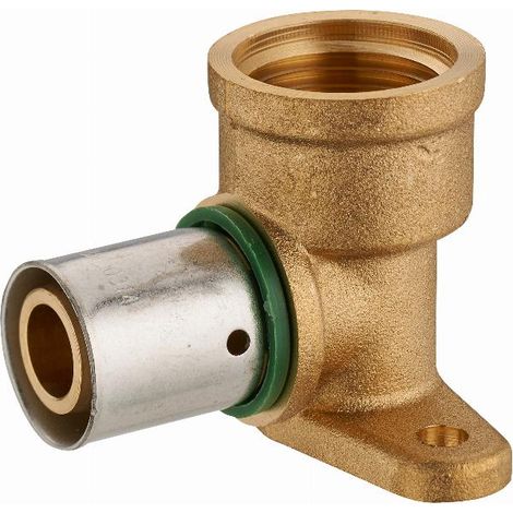 Winkel anliegend zum Pressen TH-Profil für PER-Rohr NOYON & THIEBAULT - Ø 16 mm mit Innengewinde F1/2' (15x21) 2 Löcher für die Wandbefestigung Pressring aus Edelstahl - 3791-1516L1
