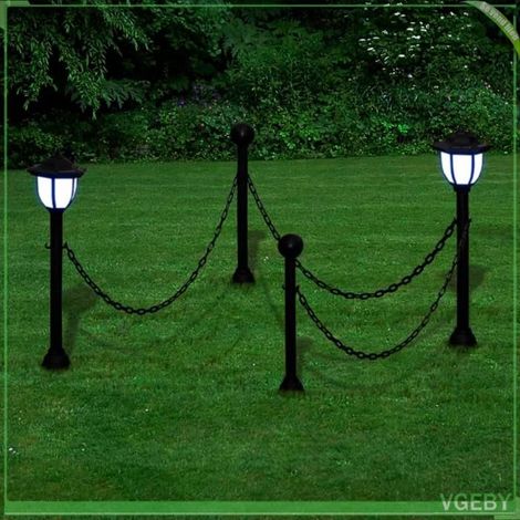 Clôture à chaîne avec lampes solaires - FAFEISY - 40868 - 2 lampes LED - 2 piquets - Alimentation solaire (1/5)