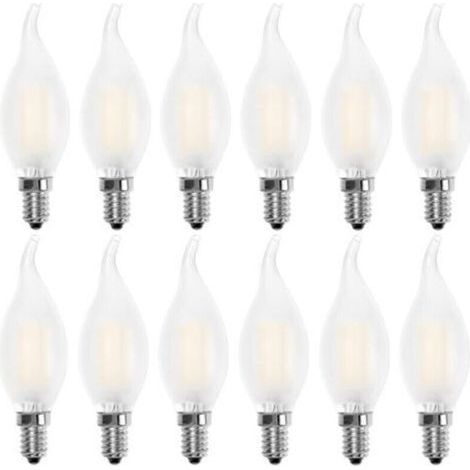 Ampoule LED E14 Flamme,Forme de Bougie,Blanc Chaud 2700K,4W Equivalence Incandescence 40W,400lm, Lot de 12