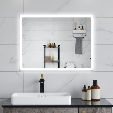 AVER-GROWTH 700x500mm Illuminated Led Bathroom,Wall Mounted Bathroom Mirror with LED Lights,Demister Pad, Shaver Socket, Touch, Switch Vertical/Horizontal