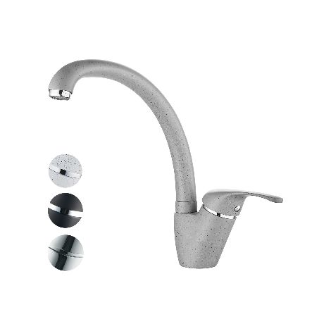 Monocomando lavello monoforo a canna alta girevole Mod. Livorno corpo in ottone nero opaco con cartuccia 40 mm rubinetto cucina Nero Opaco (1/3)