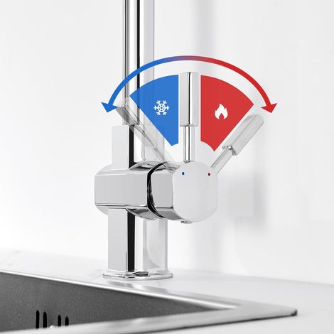 Robinet de cuisine, bec haut, mitigeur d'évier chromé (1/5)