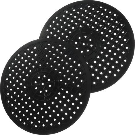 CCYKXA 2-Piece Round Rubber Draining Mat for Kitchen Sink and Countertop, Quick-Drying, Black, Foldable and Lightweight