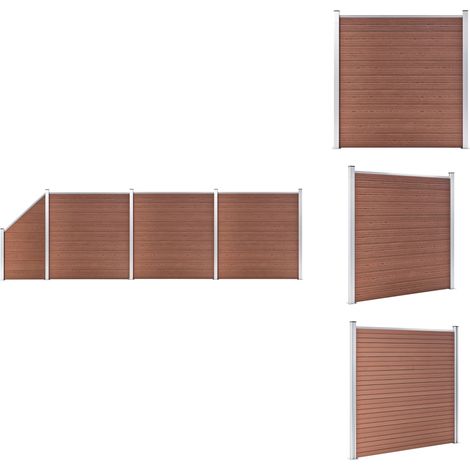 Zaunfelder - Living WPC Zaun-Set 3 Quadrate + 1 Schräge 619x186 cm Braun (1/5)