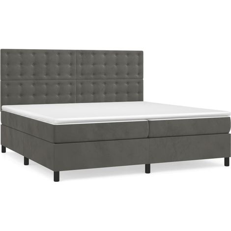 Maison Exclusive - Cama box spring con colchón terciopelo gris os (1/5)
