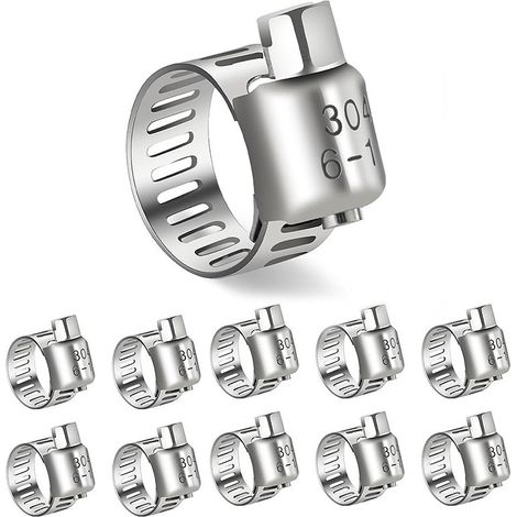 Collier de serrage américain 6‑12 mm, lot 40 pièces en acier inoxydable 304, pour tuyaux (1/3)