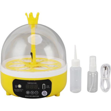 Incubateur Automatique Mini pour Œufs - Contrôle de Température et Humidité, Couveuse 4 Œufs pour Poules, Canards, Pigeons, Retournement Auto