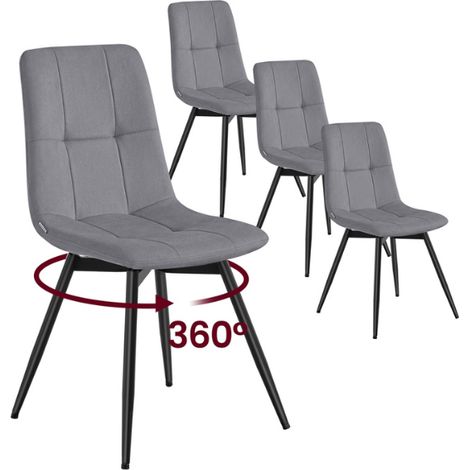 Lot de 4 chaises de salle à manger pivotantes ergonomiques 43 x 52 x 83 cm style contemporain en velours gris ardoise (1/2)