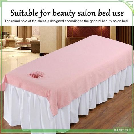 Drap de massage - FAFEICY - Housse 80x200 - Coton doux - Trou visage 13x13 cm - Rose (1/5)