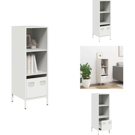 Buffet haut blanc 35x39x103,5 cm acier - Buffet Haut - Buffets Hauts - Armoire À Livres - Étagère Et Armoire À Livres (1/5)