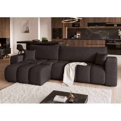 Ecksofa Schlafsofa Sofa ANABEL MAX in Stoff Quelle Schwarz Ottomane Links (1/5)