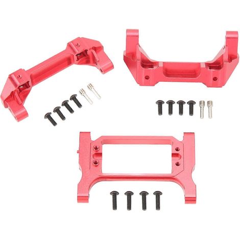 Kit de fixation de servo pour pare-chocs avant et arrière de voiture RC Traxxas 1/10 (rouge) - Support de servo en alliage d'aluminium (1/5)