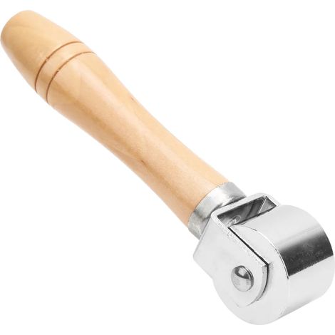 Rullo per bordi in pelle fai da te, strumento per bordatura in pelle con manico in legno, colore argento (1/5)