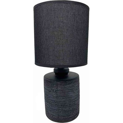 Lume in ceramica moderno base ovale lumetto da comodino attacco e14 abat jour lampada da tavolo paralume 28x13 cm nero
