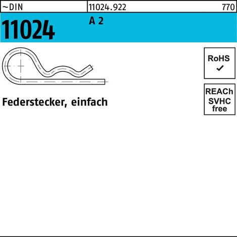 DIN 11024-E Federstecker A 2 DrahtØ 6 einfach 25 Stk (1/2)