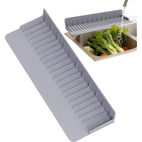 Pare-éclaboussures évier Déflecteur Lavabo En Silicone Incliné À 5 Degrés Pare-Éclaboussures Eau Évier Pour Douche Camping-Car Lavabo Domestique Cuisine Vaisselle Salle De Bain (1/5)