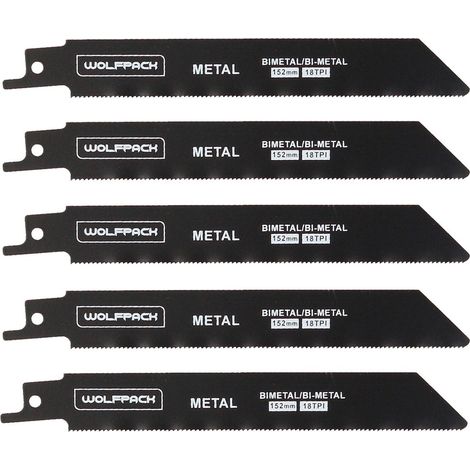 Lame de scie sabre pour métaux 152 mm. 18 TPI. 5 pièces