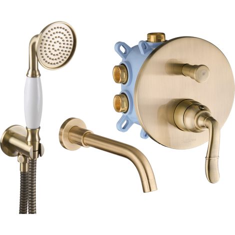 PaulGurkes Nostalgie Wannenarmatur Set Messing Bronze Antik Einhandmischer (1/5)