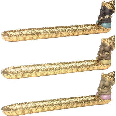Signes Grimalt Portaincienso Regalo  Portaincienso Buda 3 Uni. Complementos Natura Dorado 5x27x9cm 25320