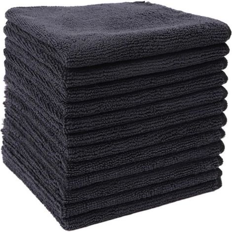 Chiffons en Fibres ultrafines Noires, Chiffon de Nettoyage ménager, Chiffon de Cuisine en Coton Polyester, Tampon à récurer(30x30cm,12pcs) (1/5)
