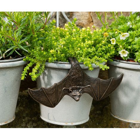 Antique Bronze Coloured Bat Pot Buddy Pot Hanger - L15.5 x W7 x H3.5 cm