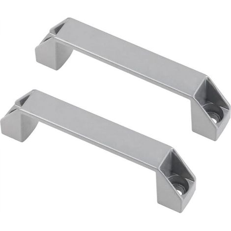2 maniglie industriali per armadietti, interasse fori 180 mm, per porte di macchine utensili, fabbriche, garage, produzione, lega di alluminio argento, senza viti
