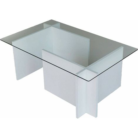 Dmora - Tavolino da salotto Asellus, Tavolo basso da caffè, Portariviste per divano, Ripiano da soggiorno, 105x65h40 cm, Bianco, con imballo rinforzato, con imballo rinforzato (1/5)