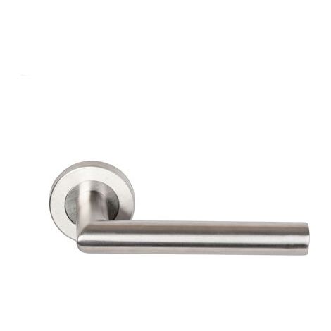 Paire de Poignées de porte sur Rosaces Rondes " Elsa Angle Vif " inox 304 KLOSE BESSER Sans rosaces de fonction