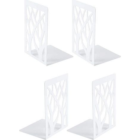 Serre Livre,2 Paires Cale Livre en Métal Innovant d'arbre Presse Livres, Serre Livre Enfant Bloc Livre Séparateurs de Livres Décoratifs pour Bureaux, Écoles et Librairie (Blanc) (1/5)