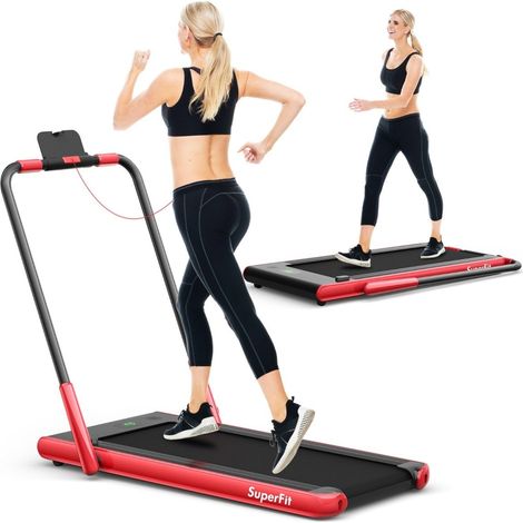 Tapis roulant pieghevole 2 in 1 con app e supporto per cellulare con telecomando tapis roulant compatto per la casa rosso