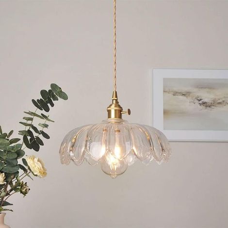 Lustre en verre style pastoral rétro – Hauteur réglable 100 cm – Compatible E27 – Pour espaces de 5-12 m² – Résistant aux températures élevées (1/5)