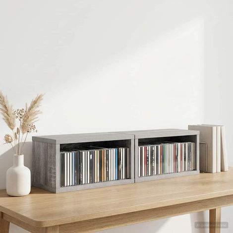 vidaXL Soporte para CDs 2 uds. Sonoma gris 40 x 17 x 17 cm (1/4)