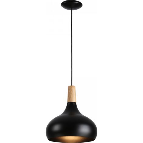 ALPINALUZ Lámpara colgante de metal y madera estilo nórdico"LOLA" para salón y comedor E27 Ø26cm (1/5)