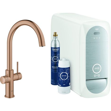 Grohe – Tête de robinet Bluetooth/WIFI avec fonction de filtrage – Montage en un trou – Sortie pivotante 150° – 3 types d'eau filtrée