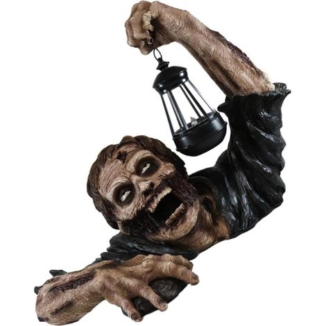 Estatua de zombi de resina, linterna de zombi, decoración de Halloween para jardín y patio. (1/5)