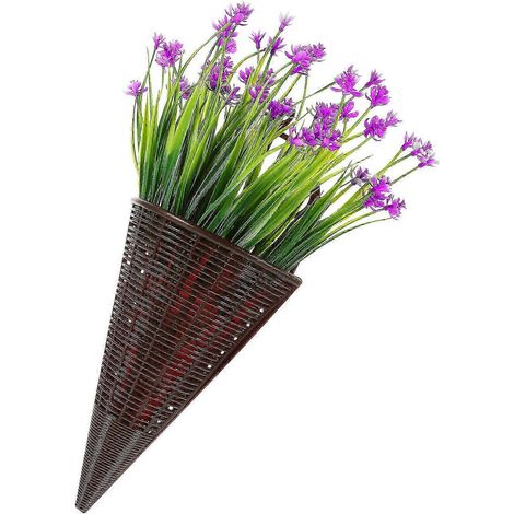 Panier de fleurs suspendu artificiel, style naturel, en plastique, multicolore, réaliste, facile d'entretien, pour la décoration de portes et de murs, 1 pièce (1/5)
